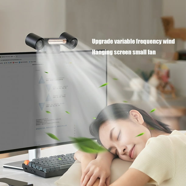 Ventilador de pantalla de computadora portátil, 3 velocidades, 1200 mAh, ventilador de Clip para Monitor, dispositivos de oficina Ndcxsfigh Libre de BPA