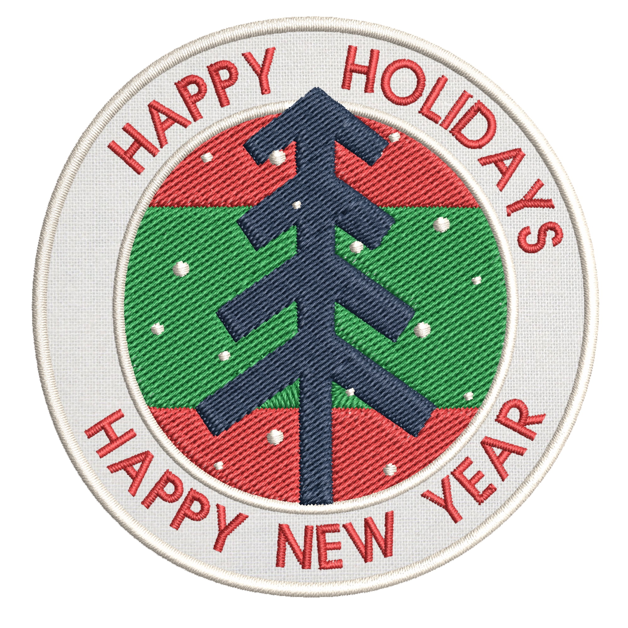 Tree Happy Holidays Embroidered DIY Iron on or Sewon Decorative Patch