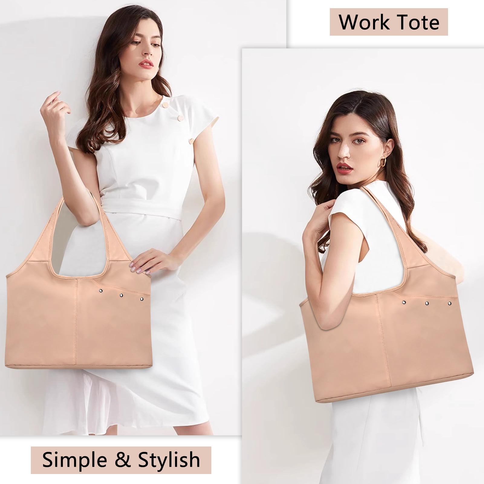 HAWEE Mommy Tote Bags for Women with Multi-Pockets Utility Shoulder Handbag for Work Nurse Travel Shopping Beach Gym, Beige