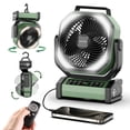 thumbnail image 1 of Socool Ventilador de camping con luz – Ventilador de batería recargable de 20000 mAh, tiempo de funcionamiento máximo de 112 horas, 9 velocidades, pantalla digital, temporizador, oscilación automática, 1 of 5
