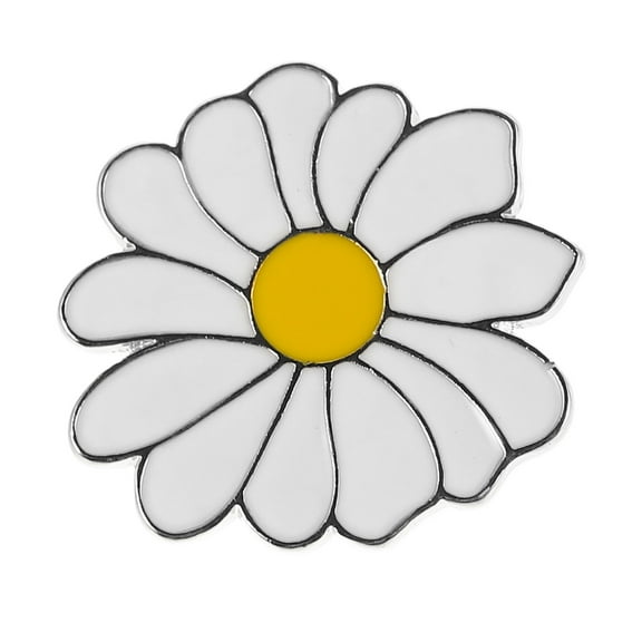 NICEXMAS Decorative Brooch Pins Daisy Brooch White Alloy 1Pcs Round