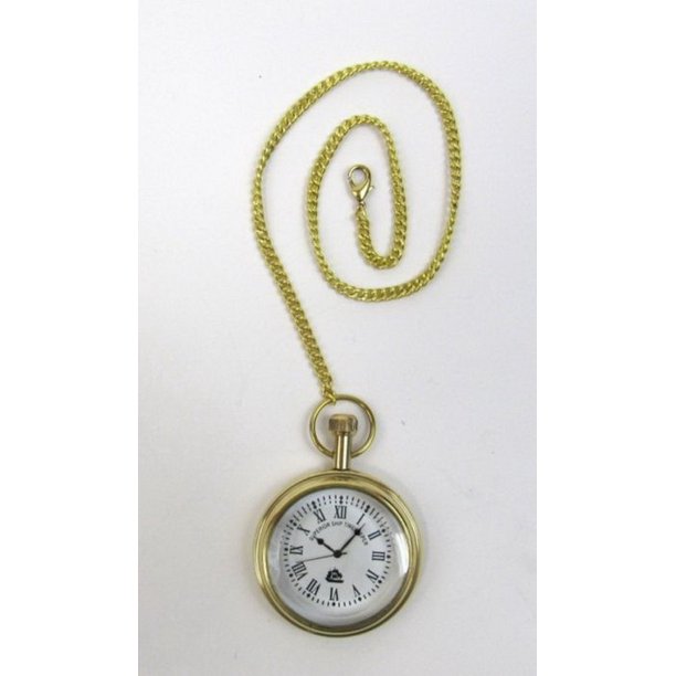 India Overseas Trading BR48659 solid brass pocket watch with chain