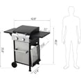 thumbnail image 3 of DOPIN 2 Burner Gas Grill, Stainless Steel Propane Grill with Griddle Combo and Enameled Cast Iron Grate, Outdoor BBQ Grill with Foldable Side Table and Hanging Basket, 24600BTU, 3 of 9