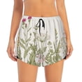 thumbnail image 3 of Uemuo Herbs and Wildflowers Pattern Women's Athletic Shorts High Waisted Running Shorts with Liner Pockets Gym Elastic Workout Shorts-Small, 3 of 9