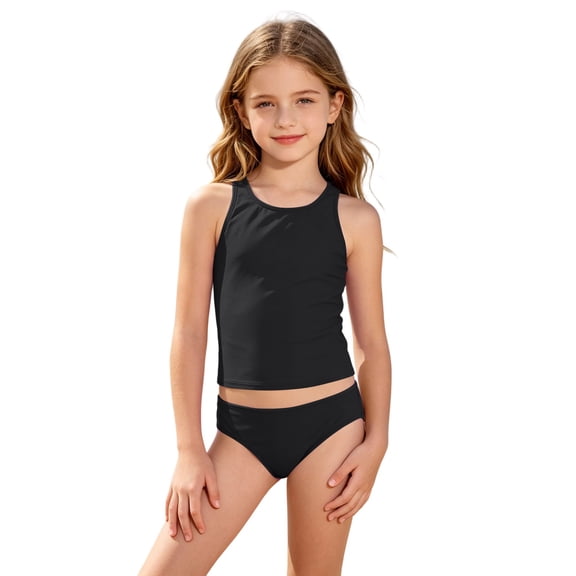 Kiijoy Girls 2-Piece Tankini Swimsuit UPF 50 Bathing Suit Summer Beachwear, Sizes 4-16