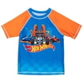 thumbnail image 3 of Hot Wheels Toddler Boys Raglan Pullover Swim Rash Guard Swim Trunks Blue 2T, 3 of 8