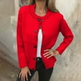 thumbnail image 2 of Wang6 Women Plus Size Wool Button down Jackets Trendy Long Sleeve Cardigans Sweaters Fall Open Front Solid Knitted Neck Loose Fit Outwear Tops Red XXXL, 2 of 4