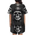thumbnail image 4 of Womens Pajama Sets With Pocket, Black White Hat Skull Lounge Sets Short Sleeve Sleepwear PJ Sets for Women, 4 of 6
