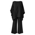 thumbnail image 4 of Endives Women's Lounge Set Cotton Linen Shirt and Wide Leg Pant Comfortable Loose Fitting Top And Pants Two Piece Set Spring Summer Dark Gray, 4 of 4