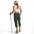 thumbnail image 2 of MASKERT Women's Capri Pants - Lightweight Quick Dry Athletic Casual Pants Zipper Pockets Hiking Outdoor Workwear Pants Army Green S, 2 of 7
