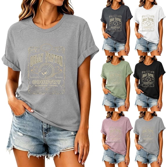 Vintage Dolly Shirt Parton Memorial T-Shirt Women's Casual T Shirts Country Music Shirt Tops Nashville Western Shirt Fashion Graphic Tees,XXXL