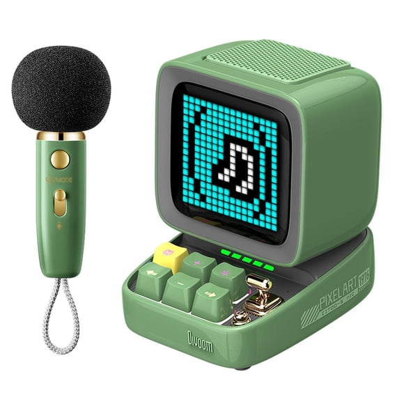 Divoom DitooMic - Bocina bluetooth con microfono, función Karaoke, Color Verde
