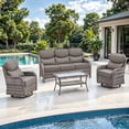 thumbnail image 2 of Jentlehouse Outdoor Patio Furniture Set,All-Weather Wicker Sofa Set with Outdoor Rockers & 2-Tier Table,Outdoor Conversation Furniture Set for Garden Porch Balcony Deck, 2 of 11