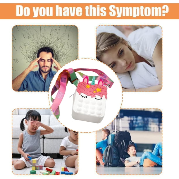 Juguetes sensoriales de burbujas de empuje, juguete antiestrés de silicona, bolsa para monedas, bolsa para teléfono, bolso de hombro con correa de hombro extraíble para niños y adultos