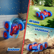 Carsky Spider Remote Control Stunt Car for Kids 5-12, 360° Spin RC Car w/ Smokes & Light, Rechargeable Double-Sided 4WD Off-Road Indoor Outdoor Toys, Gift for Boys Girls 5-7 8-12