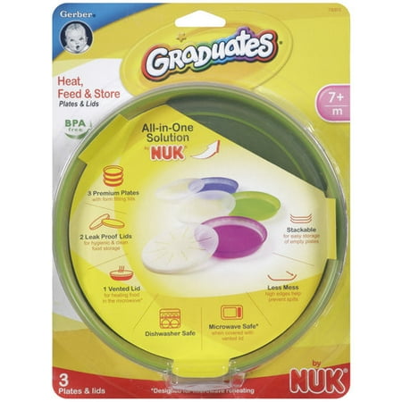 Gerber Graduates Heat Feed'n Store Plates & Lids, 3 ct