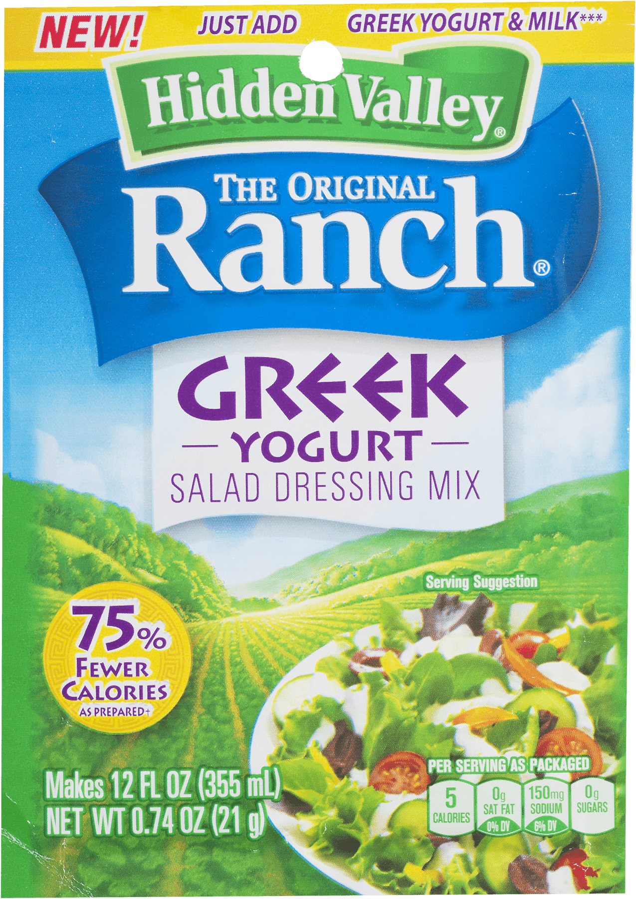 Hidden Valley Original Ranch Greek Yogurt Salad Dressing Mix, 0.74 oz - image 2 of 9