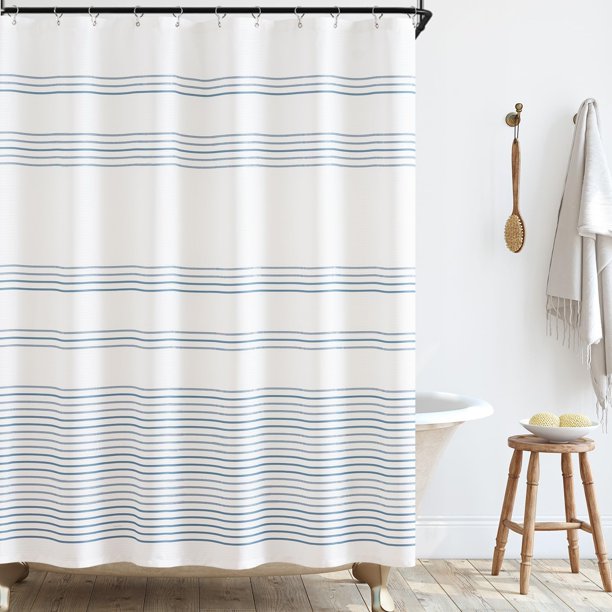 Cortina de Ducha Jinchan Azul y Blanca Moderna 180x180 cm