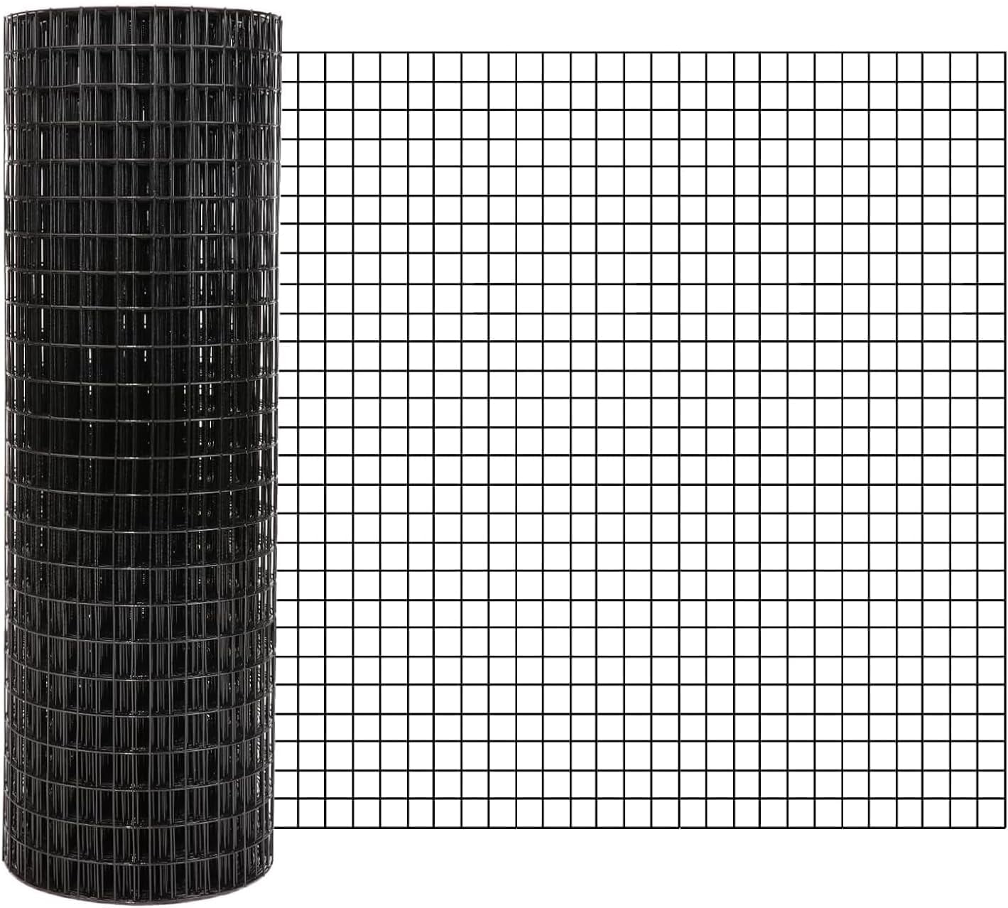 Historyli 1/2 Inch 48x50Ft Hardware Cloth, PVC Coated Galvanized Welded Wire Mesh Roll, Chicken Wire Fence, Black