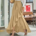 thumbnail image 2 of Busydd Skirts for Women Fall Solid Color Ruffle Flowy Skirt Business Casual Womens Maxi Skirt High Waist Drawstring Warp Skirts S, 2 of 6