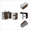 thumbnail image 4 of Kitchen Island | L-Shaped Convertible 3-Drawer Storage | White & Dark Walnut | Brown | Particle Board, 4 of 7