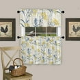 thumbnail image 2 of 3 Piece Curtains Tiers and Valances Set, Blue Leaves Yellow Berries Floral Summer Farm Plant Print Rod Pocket Short Window Treatment Tiers Curtains Panel and Valance for Cafe Bathroom Kitchen, 2 of 6