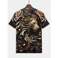 thumbnail image 6 of Stylish Black Gold Lion 3D Printed Pattern, Fashion Trend Simple Versatile Summer Short Sleeve T-Shirt, Sports Top, Fashion Casual Wear, Running Top, Machine Washable, 6 of 6