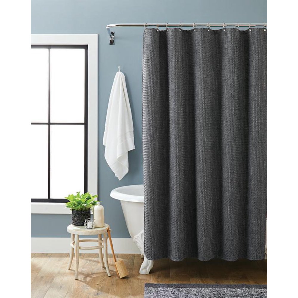 Better Homes & Gardens Waffle Weave Fabric Shower Curtain 72" x 72