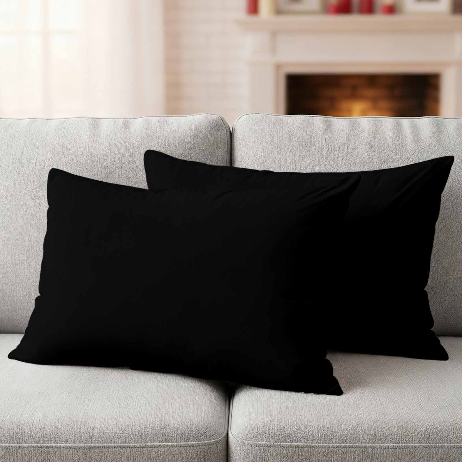 Pack of 2 Outdoor Pillow Covers,Waterproof Black Throw Pillow Covers, Pure Black Decorative Pillowcases Cushion Covers for Patio Garden Couch Pillow Sham Protector 20x12 Inch