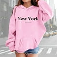 thumbnail image 3 of SGMVNU Hoodies for Teen Girls Cute Graphic Letter Print Hoodie Boys Sweatshirt Tops Loose Pullover Long Sleeve Shirt with Pocket Back To School Clothes Pink Size 11-12 Years, 3 of 5