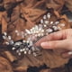 thumbnail image 2 of Easedaily Peineta para el cabello de novia de cristal, piezas para el cabello de boda con diamantes de imitación plateados, tocados de perlas, peines laterales, accesorios para el cabello para mujeres, 2 of 5