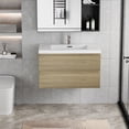 thumbnail image 5 of 36" Floating Bathroom Vanity with Sink, Modern Bathroom Sink Cabinet with Resin Top Basin and Soft Close Drawers, Modern Wall Mounted Bathroom Storage Vanity Cabinet, Natural Oka, 5 of 9
