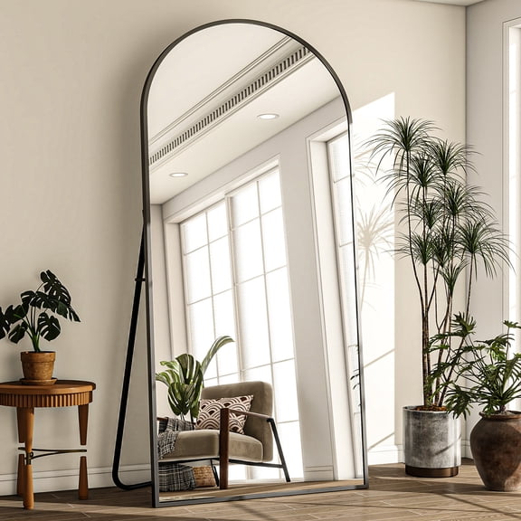 Cenovo 76"x 35" Arched Full Length Mirror Full Body Floor Mirrors, Black