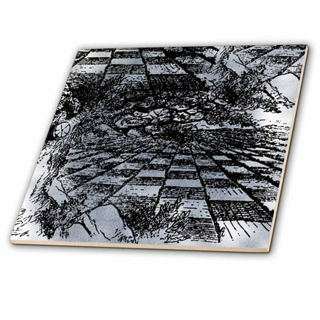 3dRose Vintage Alice in Wonderland Chess Board - Ceramic Tile, 8-inch