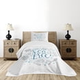 thumbnail image 4 of Ambesonne Nautical Quilted Bedspread Set 2 Pcs, Marine Words with Fish, Twin Size, Pale Blue Navy Blue, 4 of 5