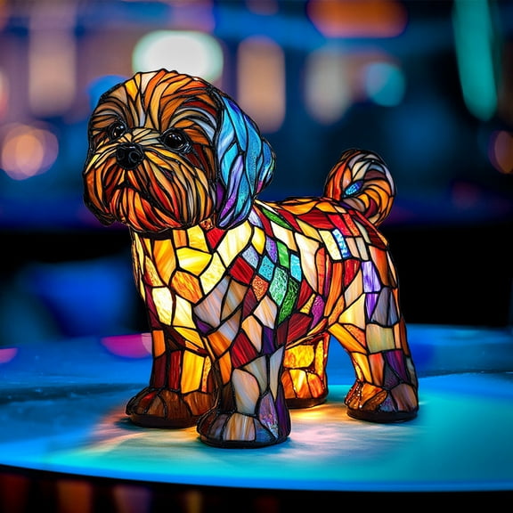 Corgi Lamp and Pug Lamp, Dog Series Art Night Light, Stained Resin Tabletop Night Light, Cute Pet Dogs Themed LED Table Lampswith Warm Ambient Glow, Vintage Animal Home Decor (#A)