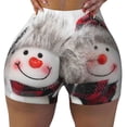 thumbnail image 2 of Gukieu Christmas Snowman With Hat Print Women's Sports Shorts, Elastic Waist High Stretch Running Yoga Gym Sweatpants-XX-Large, 2 of 8