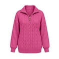 thumbnail image 5 of Klisyaur Womens Cable Knit Sweaters Long Sleeve Collared Zip Up Pullover Tops Loose Comfy Casual Warm Fall Winter Sweater, 5 of 6