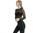 thumbnail image 2 of Women's Long Sleeve Fishnet Crop Top - Black M, 2 of 7