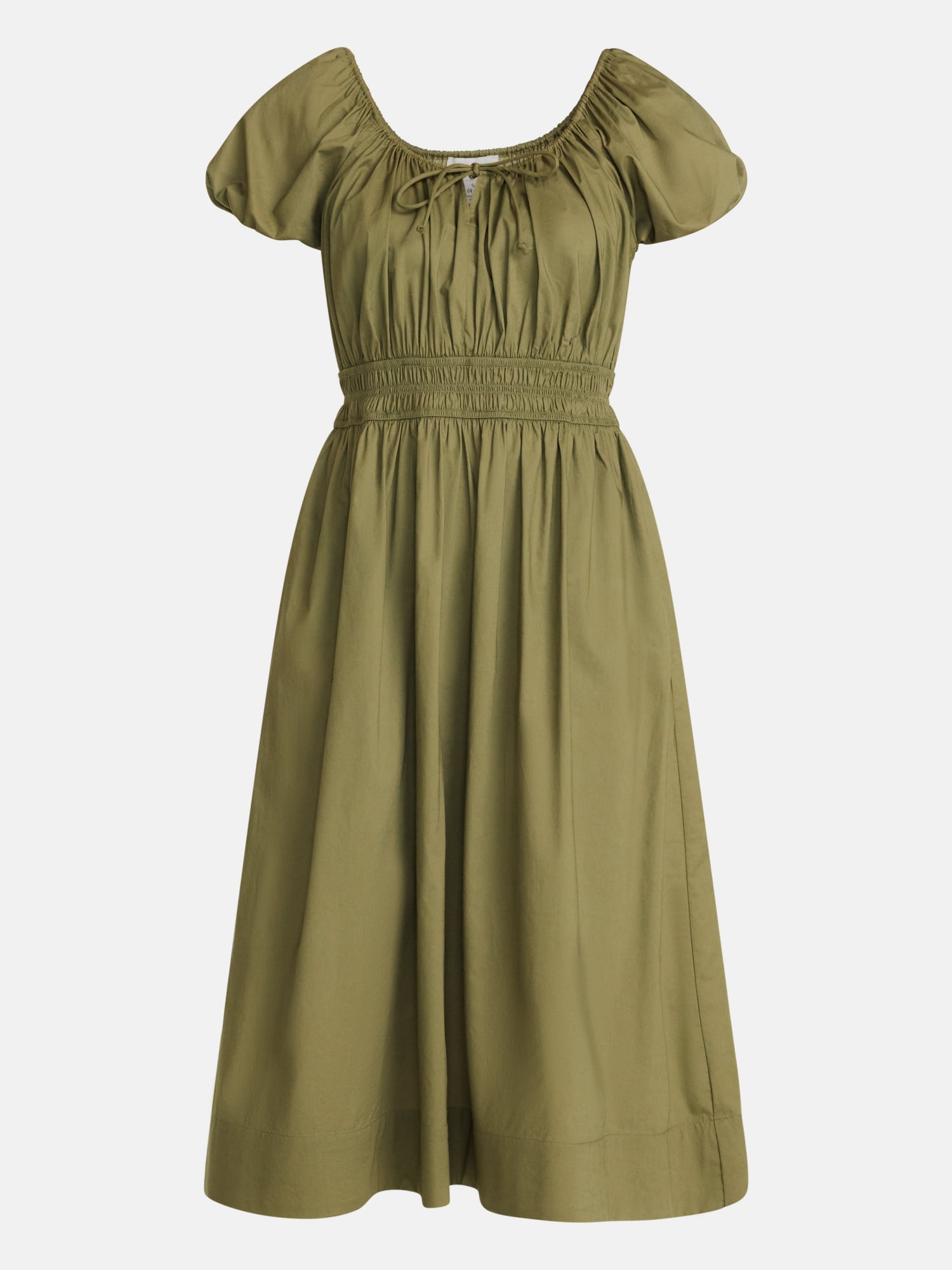 Scenario Women's and Women's Plus Smocked Waist Peasant Midi Dress with Puff Sleeves, Sizes XS-4X