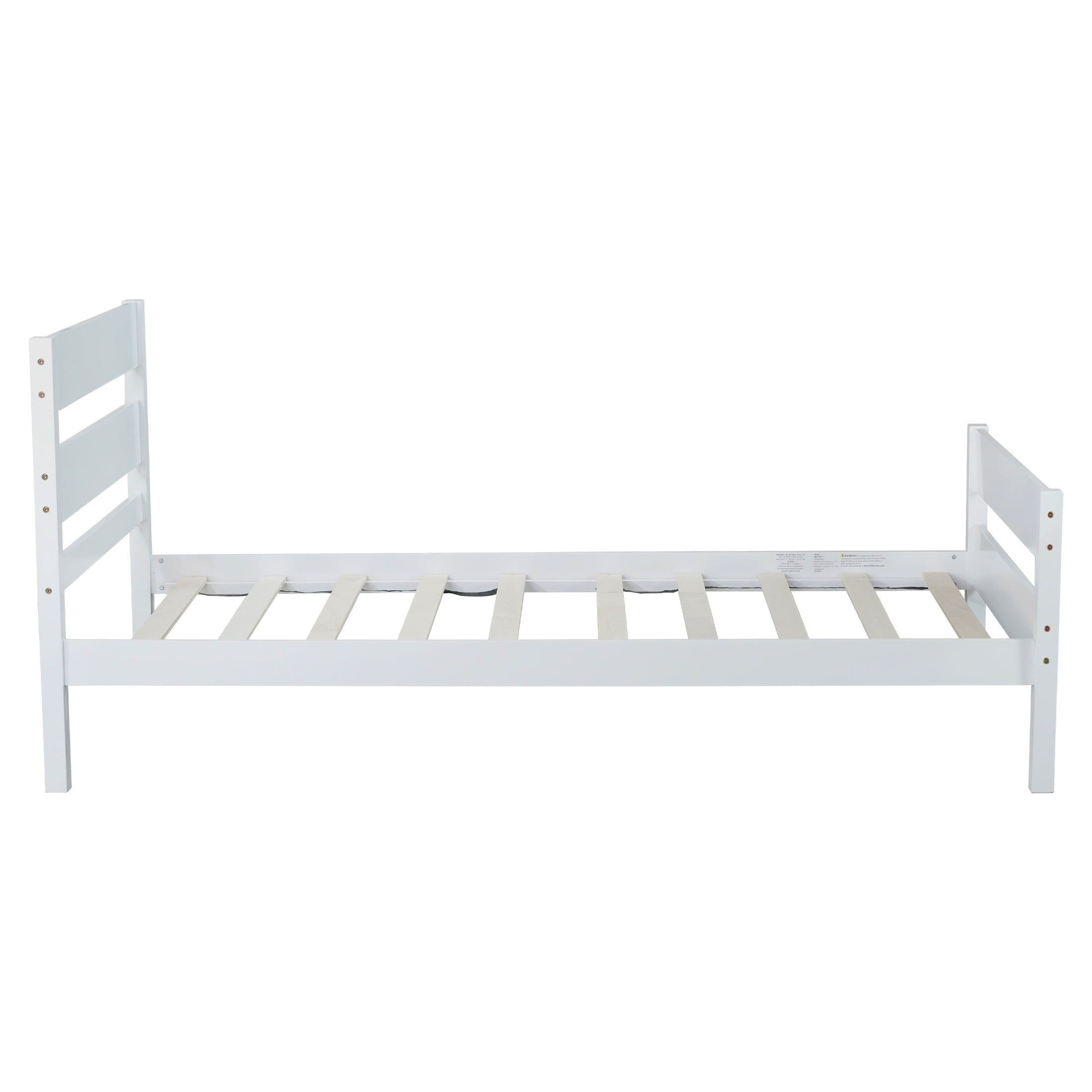 PORKISS Twin Size Bed Frame for Kids, Wood Bed Frame with Headboard/Footboard for Teens Boys Girls, No Box Spring Needed, White #2
