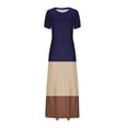 thumbnail image 3 of Summer Dresses Women's Fashion Printed Short Sleeve Round-Neck Ankle Dress Boho Dress Blue S, 3 of 4