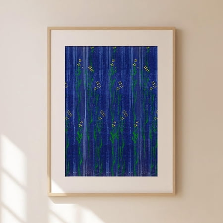 Blue and Green Floral Pattern Print Vintage Japanese Style Woodblock Print Japan Edo Poster for Bedroom Decor Minimalist Boho Wall Art, vintage pattern, green blue, Unfreamed Poster 8x10