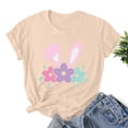 thumbnail image 2 of Savings Easter Womens Short Sleeve Shirts Casual Round Neck Cute Print Tee Summer Lightweight Pullover Tops (S, A Beige), 2 of 3