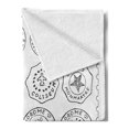 thumbnail image 2 of Travel Soft Flannel Fleece Throw Blanket, Stamps from All over the World Historical Landmarks Tourist Attraction European, Cozy Plush for Indoor and Outdoor Use, 50" x 60", Black White, by Ambesonne, 2 of 5