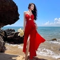 thumbnail image 1 of Vestido de verano para mujer, vestido rojo ligero para vacaciones al aire libre, vacaciones en la playa , s S, 1 of 8