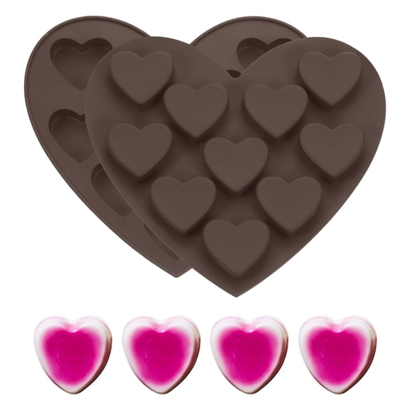 Uxcell Heart Shaped Silicone Mould, 3D Love Heart Chocolate Mould Non-Stick Silicone Heart Valentines Moulds for Baking, DIY, Craft, Lover Cake Candy, Soap-2Pcs(Brown)