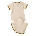thumbnail image 3 of SUNSIOM Kids Girls 2-piece Outfit Set Short Sleeve Color Block Tops+Shorts Set, 3 of 10