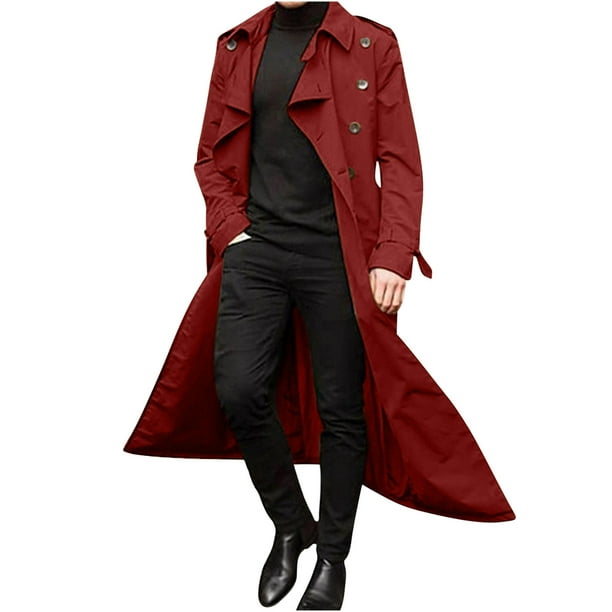 Miluxas Men's Notch Lapel Double Breasted Long Trench Coat Miluxas Men's Notch Lapel Double Breasted Long Trench Coat