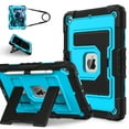 thumbnail image 2 of ELEHOLD 3-Layer Rugged Case For Apple iPad 9th/8th/7th Generation Heavy Duty Shockproof Cover, [Drop Protection], [Logo Visible], With Kickstand & Pencil Holder & Shoulder Strap, Black+Blue, 2 of 11